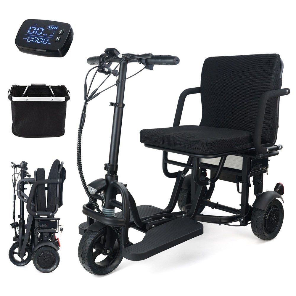 Three-Wheel Foldable Electric Mobility Scooter for Adults, 3 Speed Adjustment