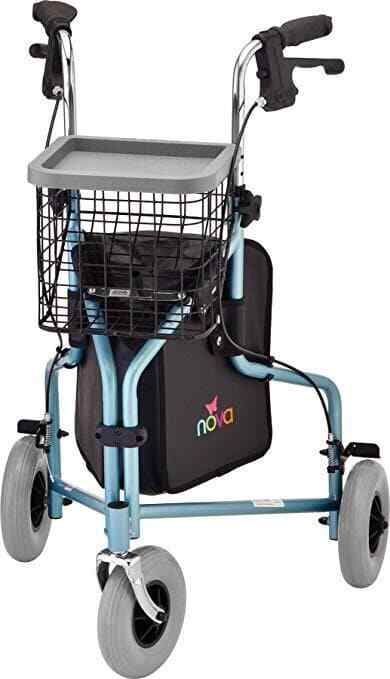 Nova Traveler 3-Wheel Folding Rolling Mobility Walker Rollator – 5 Colors