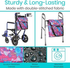 Vive Wheelchair Walker Bag Colorful Floral Machine Washable Water Resistant NWT