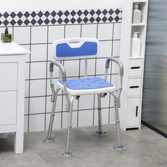 EVA Padded Shower Chair w/ Arms and Back for Seniors Disabled Tool-Free Assembly