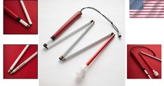 Ambutech Graphite Cane – Shock-Absorbing Handle, Leather Grip, 60″ White/Red