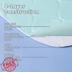 ESWIN 4 Washable Waterproof Bed Pads Light Green 34″X36″