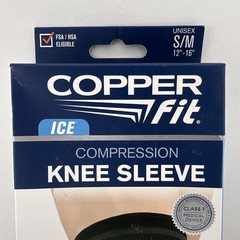 Copper Fit Ice Knee Compression Sleeve Infused Menthol S/M 12”-16” Black – 1 ct