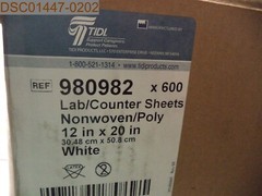QTY = 600: Tidi 980982 Lab/Counter Sheets, 12″ x 20″, White