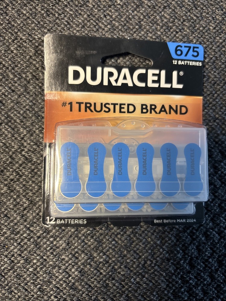 Duracell Hearing Aid Batteries Blue Size 675, 12 Count Pack, 675A NEW