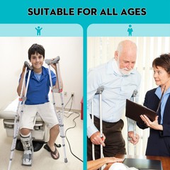 VILOBOS Aluminum Underarm Crutches Portable Adjustable Walking Cane Lightweight