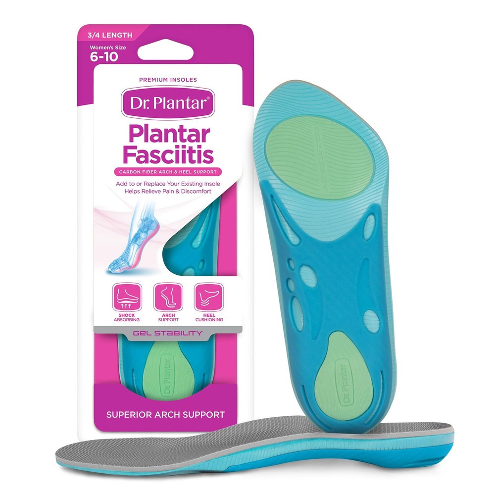 Dr. Plantar Insoles for Women, Arch Women’s 6 – 10 | 3/4 Length, Gray/Teal