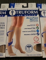 (3) Truform Leg Health MicroFiber Medical Compression Socks- Large Beige