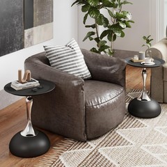 Funecy Metal Round End Tablemodern Pedestal Tablecorner Drink Tablesaccent Side