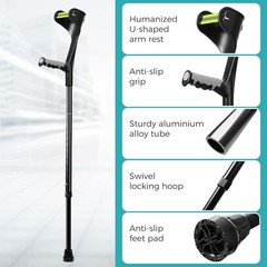 Forearm Crutches for Adults Adjustable, Portable Foldable with Arm Strap (2 Pcs)