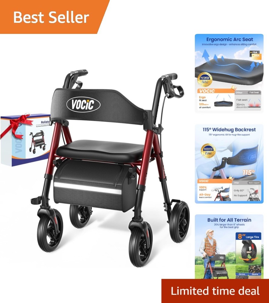 Senior Friendly Z21 Rollator with Large Wheels and Safety Features