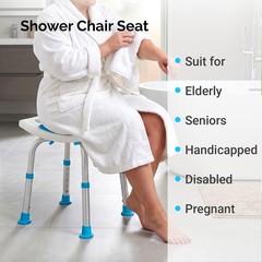 Bath Stool with Textured Non Slip Seat & Drain Holes for Elderly Safe Showering