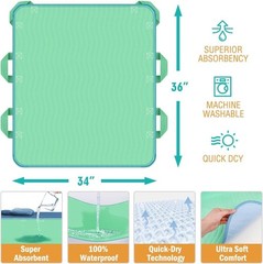 34×36 Inch Waterproof Reusable Bed Pad with Handles for Patient Lifting Transfer
