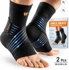 WHCOOL Ankle Brace, 7-Zone Compression Sleeve for Pain Relief & Recovery, Black