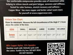 2X Copper Wear Unisex Compression Knee Sleeve Large 88% Nylon 12% Spandex NIB