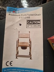 FCH Aluminum Shower/Bath Chair Adjustable Height 2 Handrails 300 lb CST-2182