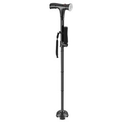 1* Lightweight Foldable Walking Cane W/360° Non-Slip Base&Emergency Alarm
