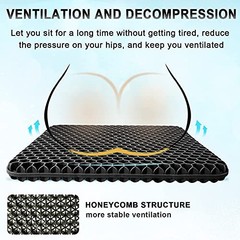 OMCOZY Gel Seat Cushion Cooling Thick Breathable Honeycomb Design – BLACK