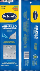 Dr. Scholls Air-Pillo Double Insoles Unisex (2 Pack) 1 Pair (Pack of 2), Black