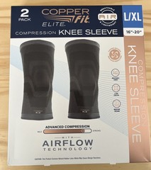Copper Fit Elite Compression Knee Sleeve 2 Pack L/XL 16-20″ Airflow Tech NEW