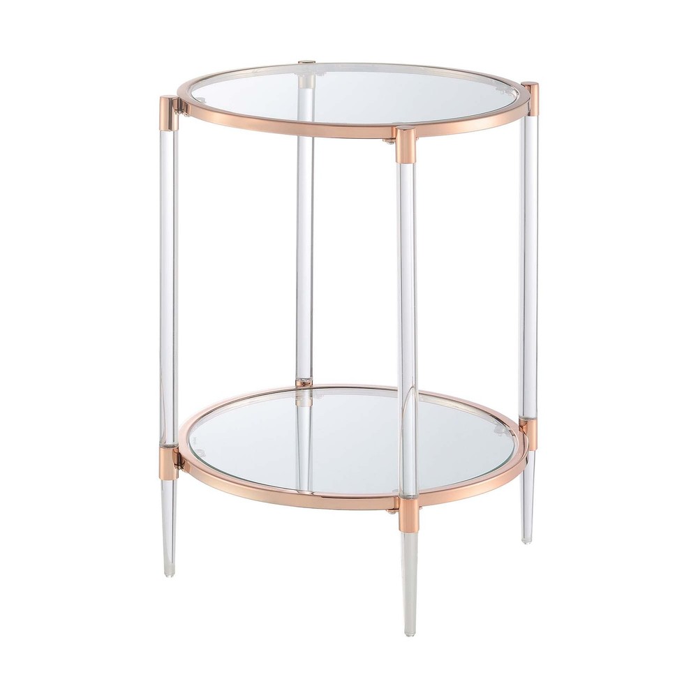 Convenience Concepts Royal Crest 2 Tier Acrylic Glass End Table Rose Gold/Glass