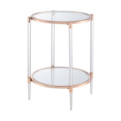 Convenience Concepts Royal Crest 2 Tier Acrylic Glass End Table Rose Gold/Glass
