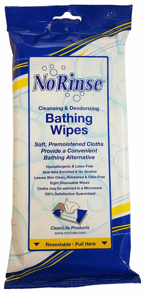 CleanLife No Rinse Bath Wipe or Washcloth 8 x 8″ 01000 1 Pack 8 Wipes