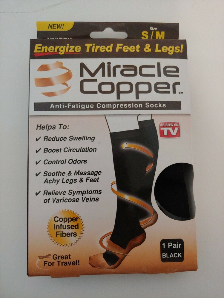 1 Pair Miracle Copper Anti-Fatigue Compression Socks Small – Medium