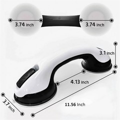 Grip Bar Removable 4 Shower Bath Locking Suction Cups Black Rubber Grip 11.56″