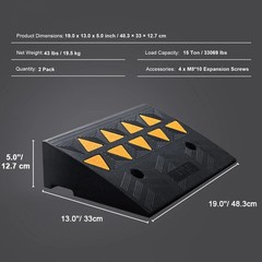 2pcs, 4.3“/5″/6“ Rise Height Heavy-Duty 33069 lbs/15 T Capacity Threshold Ramp