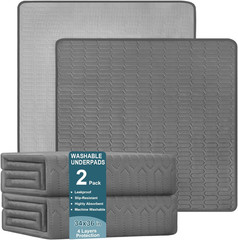 Washable Underpads (34×36 Inch) – Waterproof Reusable Bed Underpads, Heavy Absor