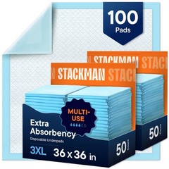 Chucks Pads Disposable Adult Underpads 100-Pack 36×36 XXXL Super-Absorbent In…