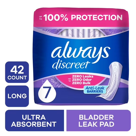 Always Discreet Ultimate Extra Absorbency Pads Long 42 Count
