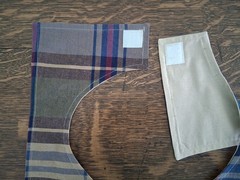Brown Plaid/Beige Adult Bib, Handmade , 35 1/2” by 21 ½”, reversible