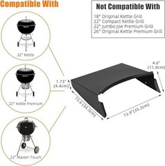 Side Table Shelf for Weber 22″ Kettle Grills, Black Steel | Master Touch