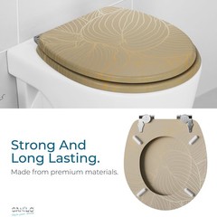 SANILO Wooden Toilet Seat with Soft Close [ROUND] – Decorative, Quiet & Hosta