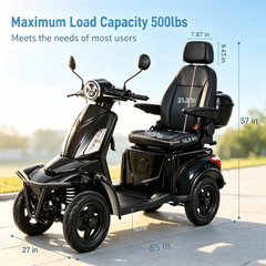 1000W Heavy Duty 4-Wheel Electric Mobility Scooter 60V 3-Speed 500lbs Load NEW