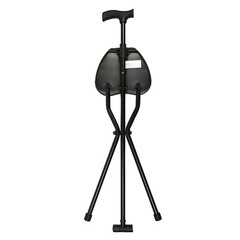 2-in-1 Walking Cane with Seat,Folding Cane Chair, Portable Crutch Chair Black US