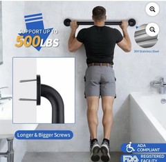 ADA Compliant Non-Slip Straight Shower Grab Bar Black Stainless Steel 20.87 in