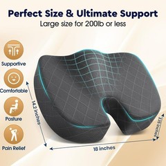 Machine Washable Memory Foam Sitting Pillow for Office & Car – Relief Cushion