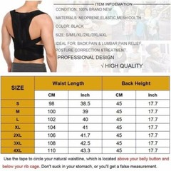 Men Women Adjustable Magnetic Posture Corrector Back Shoulder Support Brace Belt