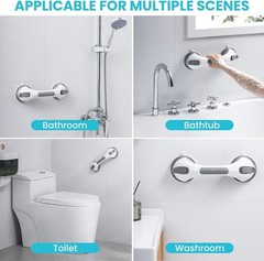 2 Pack 12” Suction Shower Grab Bars Safety Handle Grip for Elderly Bathtub