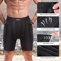 Adult Black Impact-Resistant Hip Protection Shorts for Snowboard Ski Skate