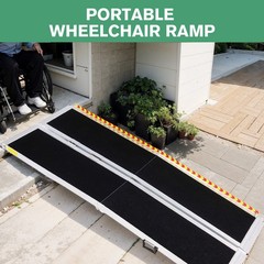 Door Threshold Wheelchair Ramp Folding Non-Slip Aluminum Threshold Ramp for Home
