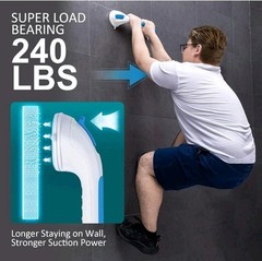 16.8-inch Suction Grab Bars for Shower & Bathtub, Blue, Glow in the Dark, 2-Pack