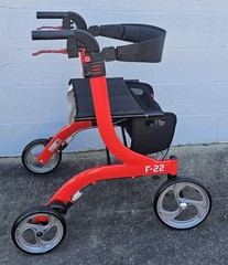 Drive F-22 Rollator Walker GV974RD Handle Breaks Seat Pouch 300lb Capacity (Red)