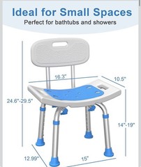Homland Shower Chair W/ Removable Back 400 Lbs Aluminum Adjustable Non-Slip