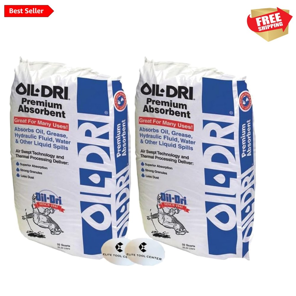 2 Pack Oil Absorbent Bags – 36lb Montmorillonite Clay for Liquid Spills