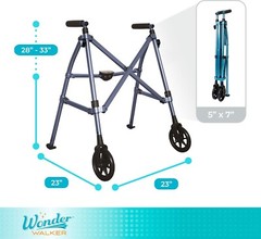 Stander Wonder Walker Short – Lightweight Foldable Walker, Cobalt Blue