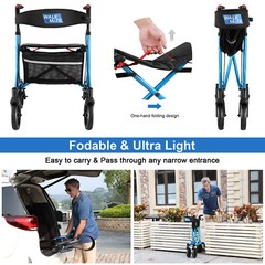 Folding Lightweight Rollator Walker Mobility Walking Aid w/Backrest W/Seat 300lb
